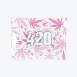 V-Syndiacte glass rolling tray with 420 pink design