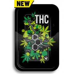 rolling tray with THC molecule design