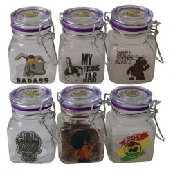 Juicy Jays display of 6 jars for storing herbs for wholesale