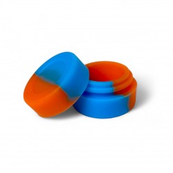 Non-stick silicone pot for sticky concentrates and cannabis resins. Blue & orange mini size. Wholesale & Distribution