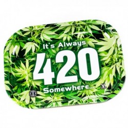 Metal Tray Large for mixing Tobacco - 420 Cannabis Design - Wholesale